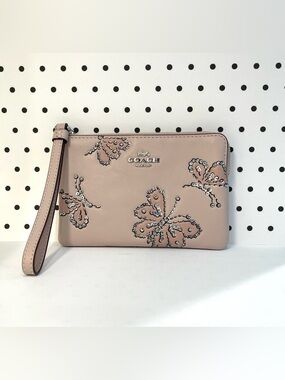 COACH Outlet Sparkly Butterfly Print Wristlet